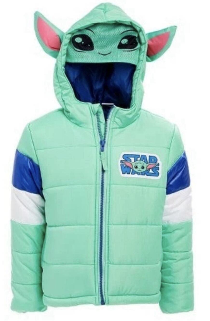 Star Wars Sz 3T The Mandalorian The Child Puffy Toddler Jacket Grn/Blue Puffer